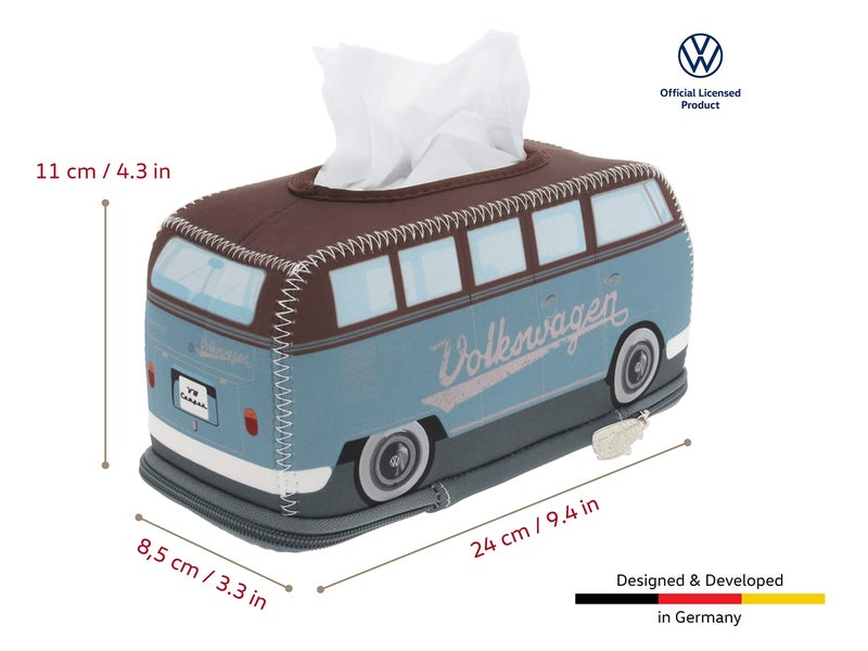 BRISA VW Collection - BRISA VW Collection - Volkswagen Neoprene Holder-Dispenser for Paper Tissues, Cosmetic Tissues or Napkins in T1 Bus Campervan Design (Petrol/Brown) - Image 3